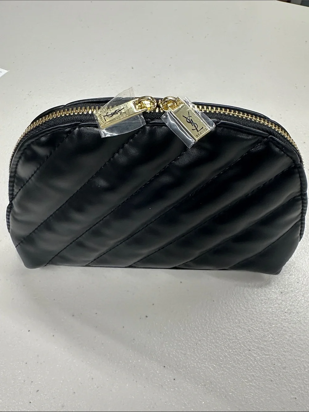 Yves Saint Laurent Beauty Black Quilted Cosmetic Pouch 8.6x5x2